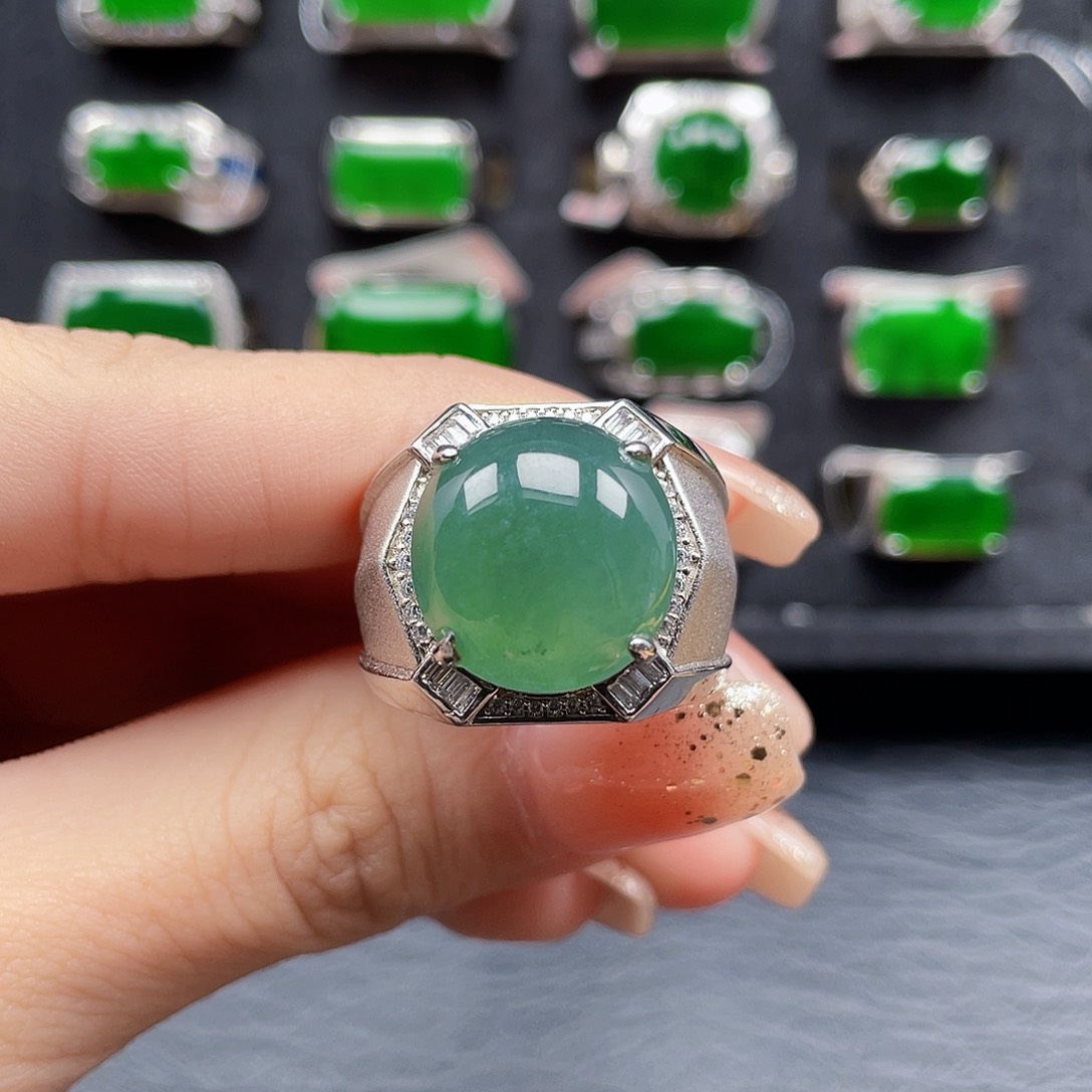 翡翠戒指银S925镶嵌编号2288