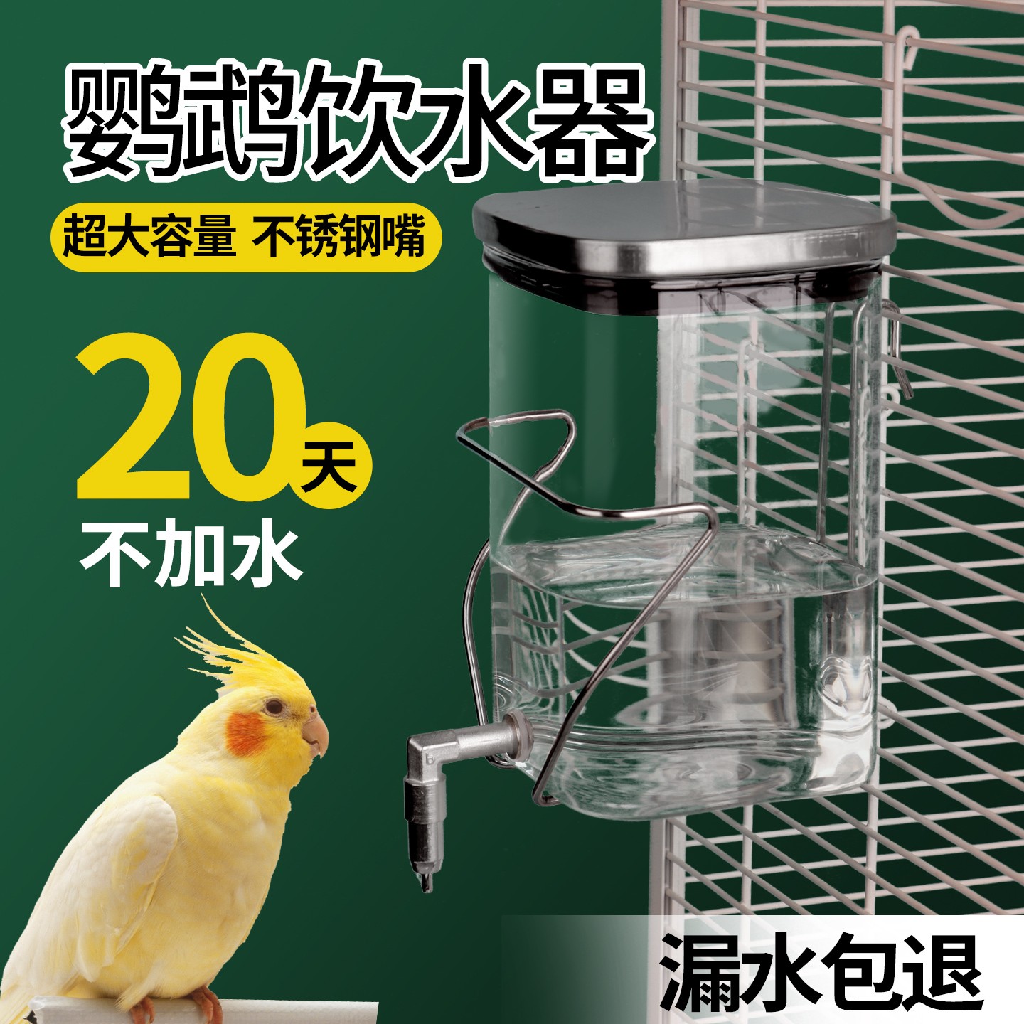 鹦鹉饮水器鸟用自动喂水器蜜袋鼯不锈钢粗撞针水壶豚鼠龙猫喝水壶
