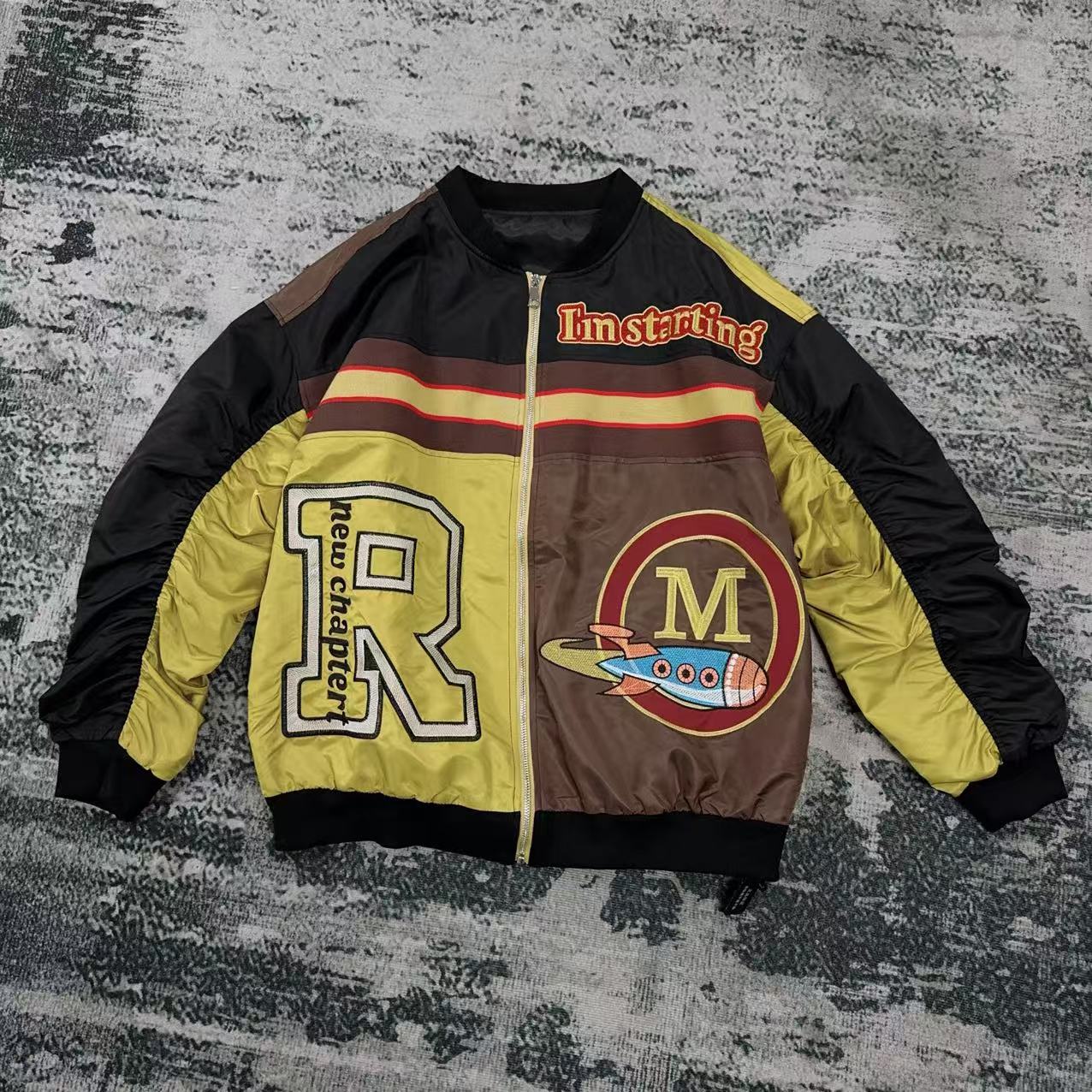 【娜娜推荐】L7900潮牌设计师百搭重工拼接撞色外套