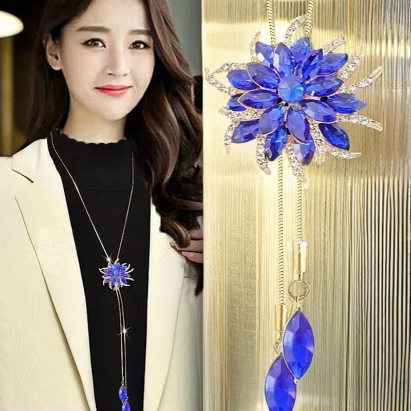 蓝色秋冬雪花DIY手工项链百搭ZD0433