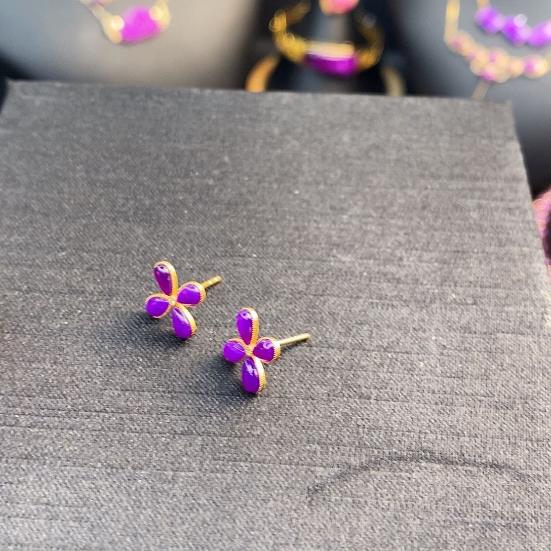 苏纪石（舒俱来）18K金镶嵌耳饰