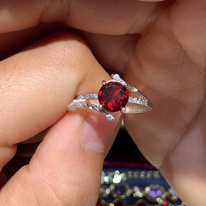 戒指银S925镶嵌石榴石