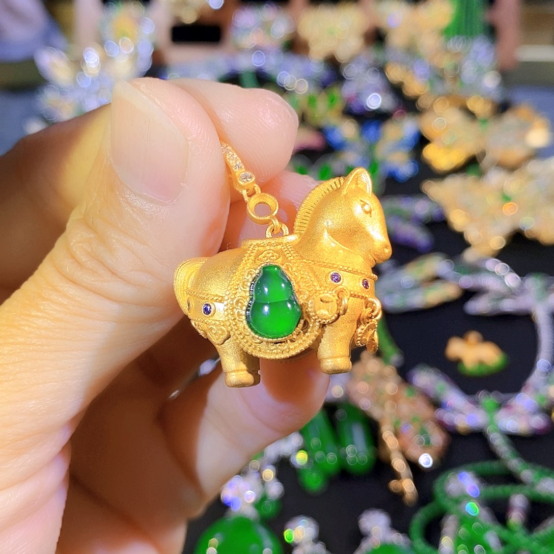 吊坠(不含链)银S925镶嵌翡翠