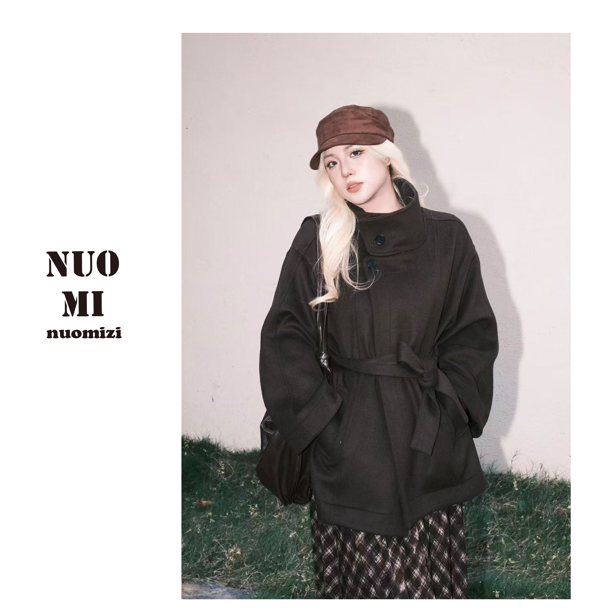 ZOZ糯米子[咩咩基因]金敏喜同款羊毛短款廓形毛呢外套呢子大衣