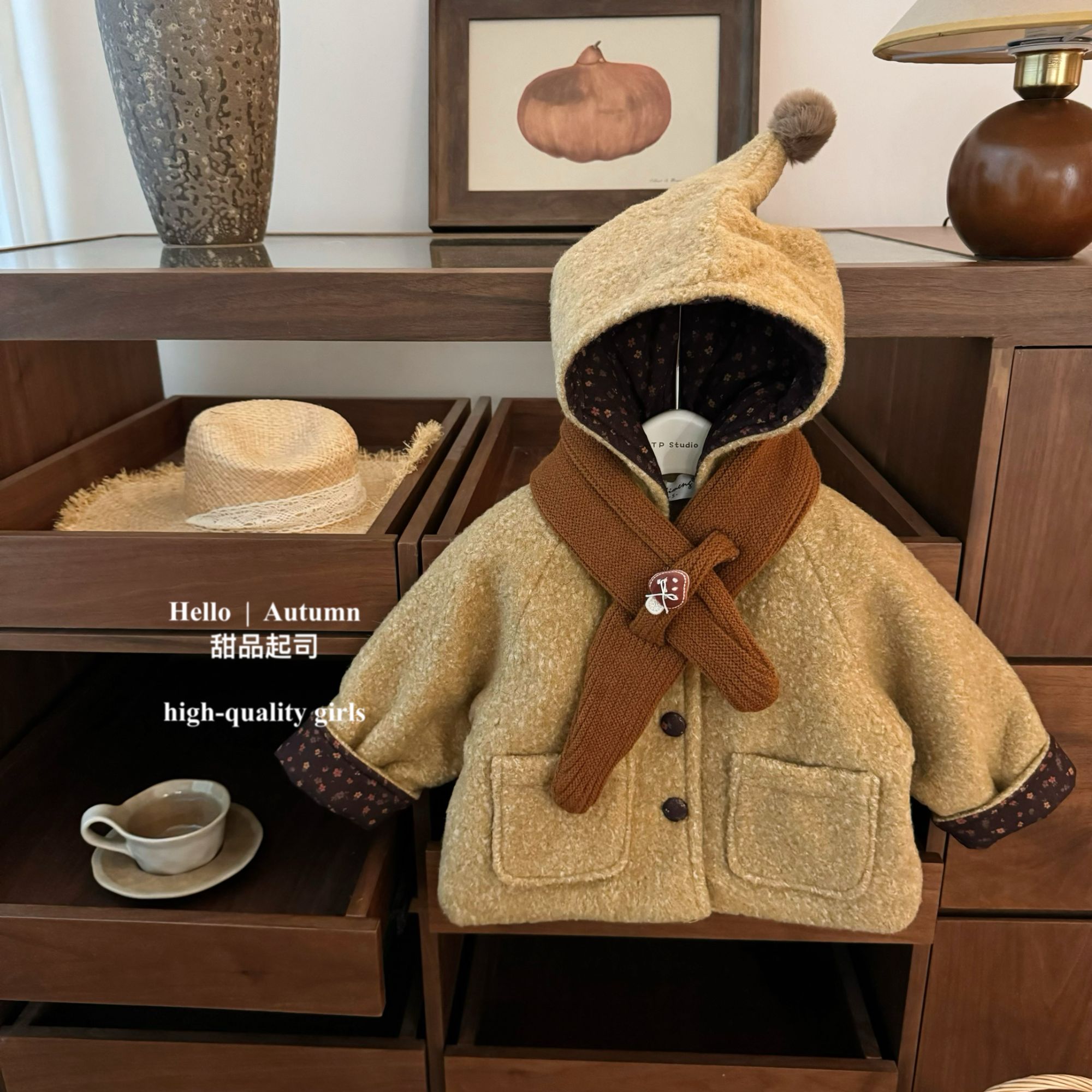 【甜品起司】森系精灵！原创女宝宝韩系呢子大衣夹棉加厚洋气外套