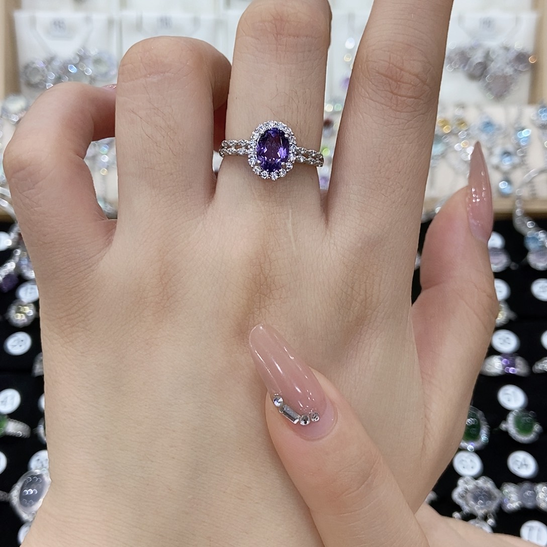 思***念紫晶银S925镶嵌戒指