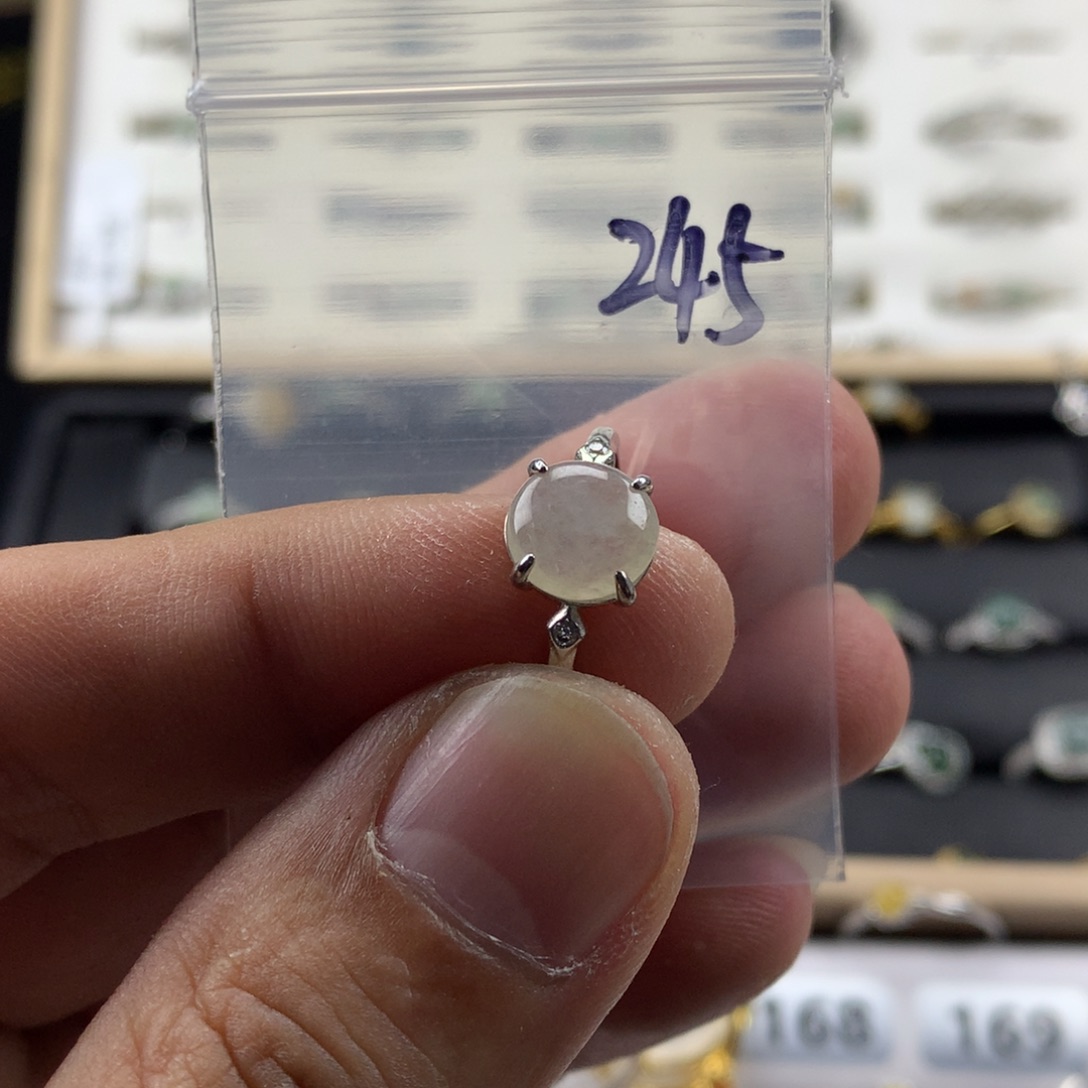 翡翠银S925镀金镶嵌戒指245