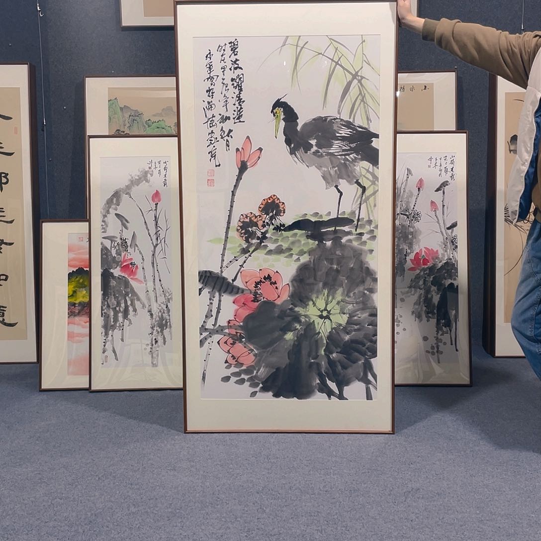 国画手绘作品带框
