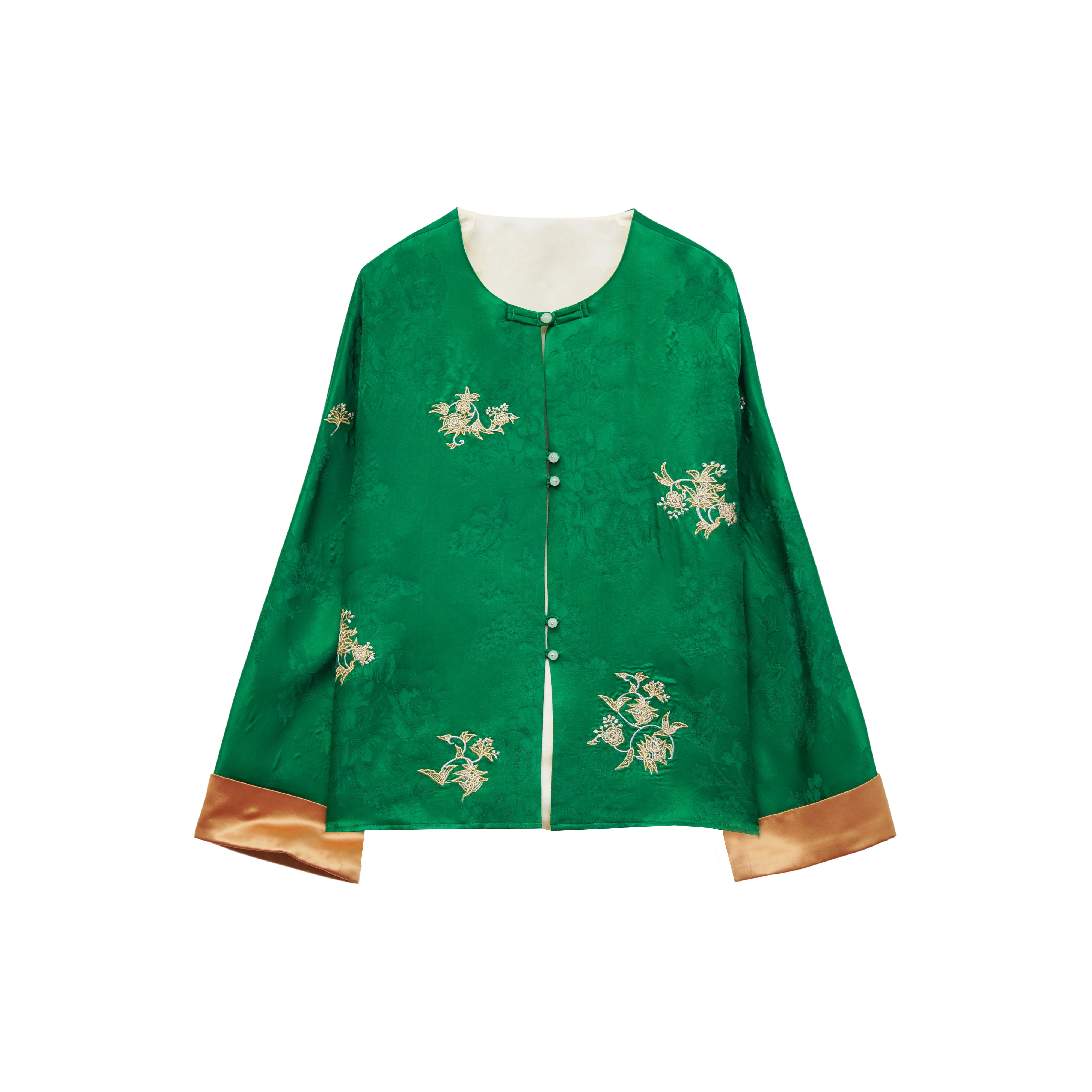 【双旦福利】绿漪 国风桑蚕丝新中式时尚长袖秋款外套 DX-5192