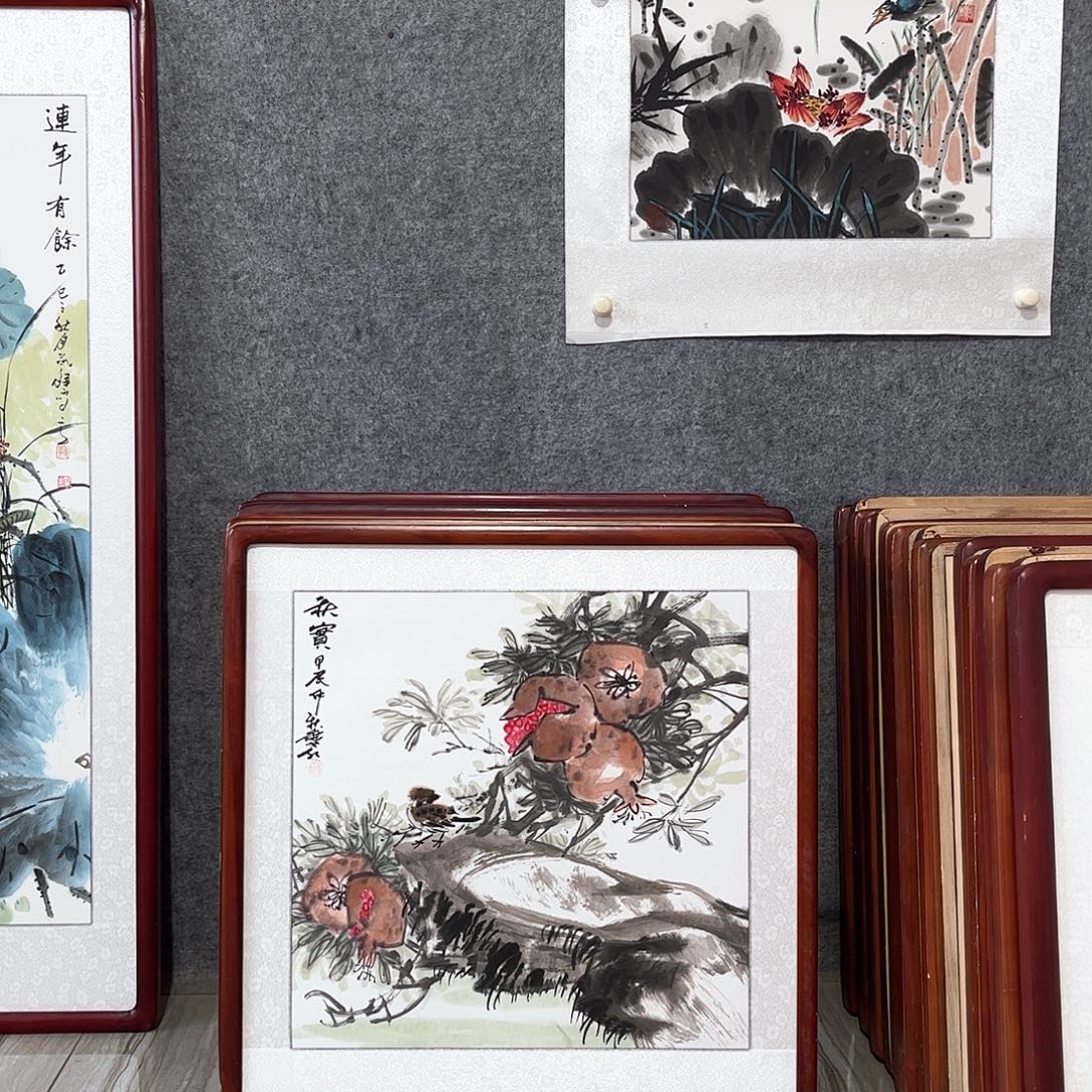 国画书画作品带框63×63