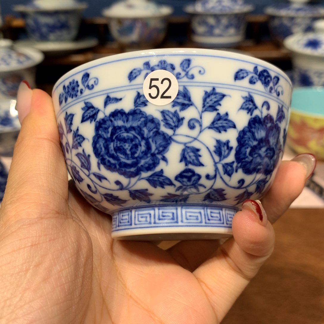 杯?*念52青花花卉单杯啦啦啦啦