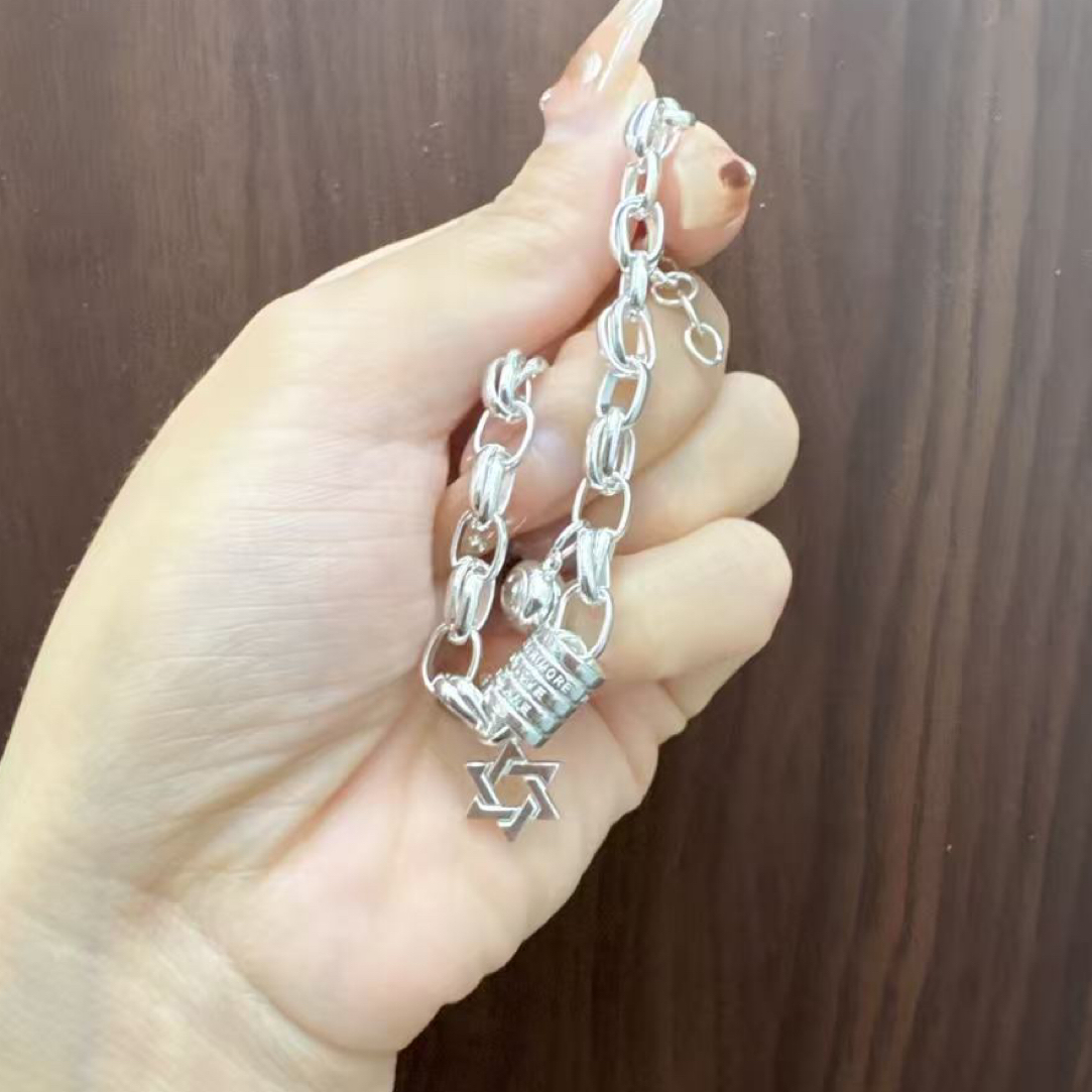 足银手链 足银990 星星手链