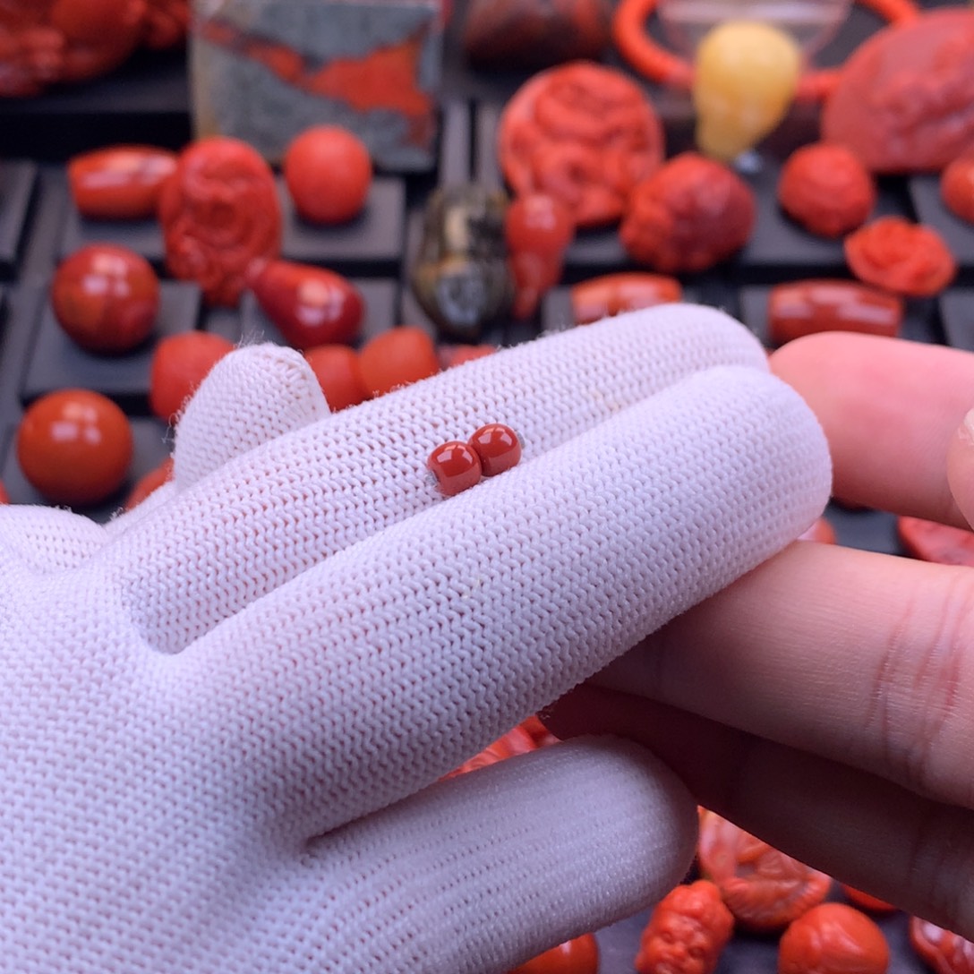 南红玛瑙未镶嵌川料原矿满色满肉老型对珠5mm