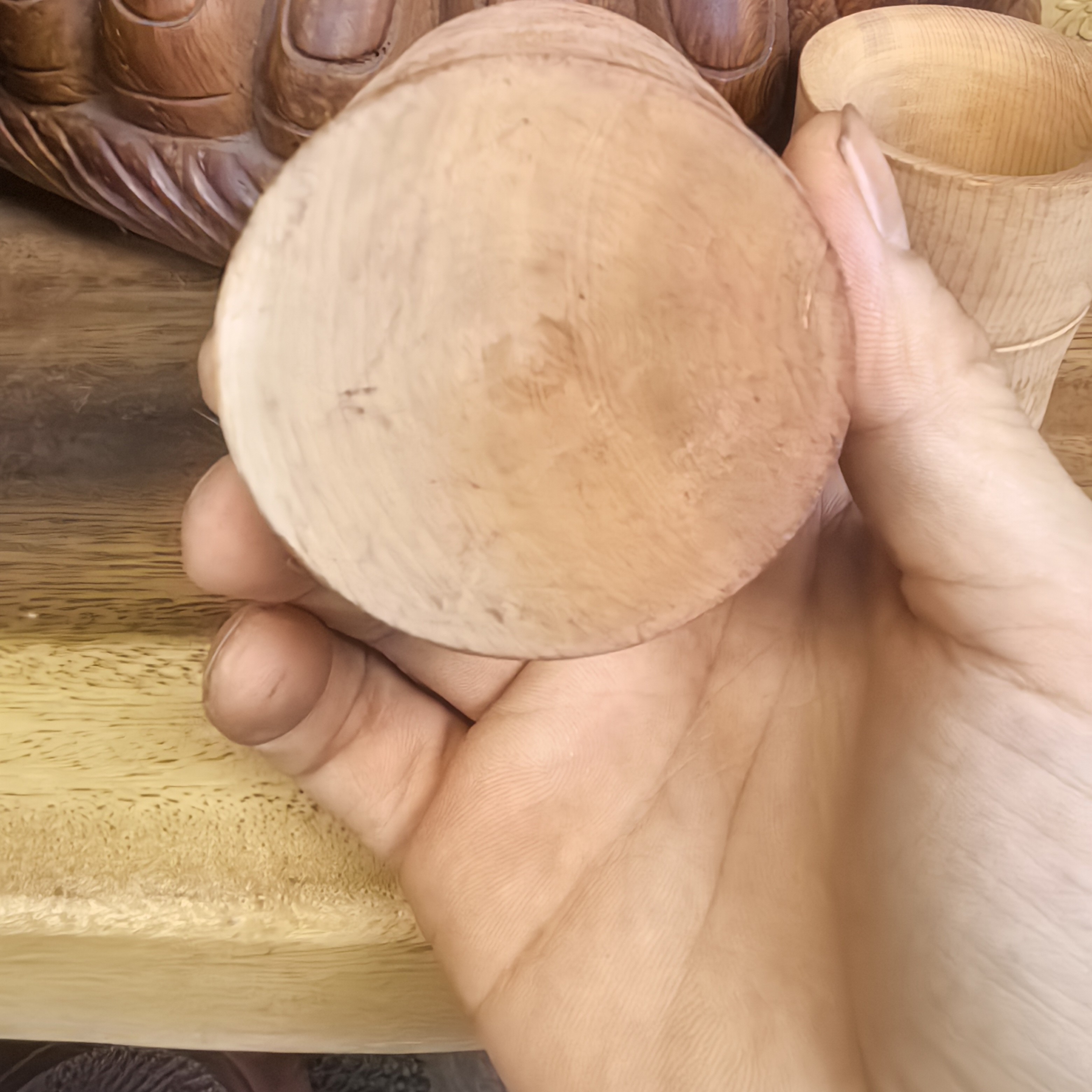 红豆杉整木雕刻制作茶杯桌面摆件收纳盒特价两个直径5.5高度7