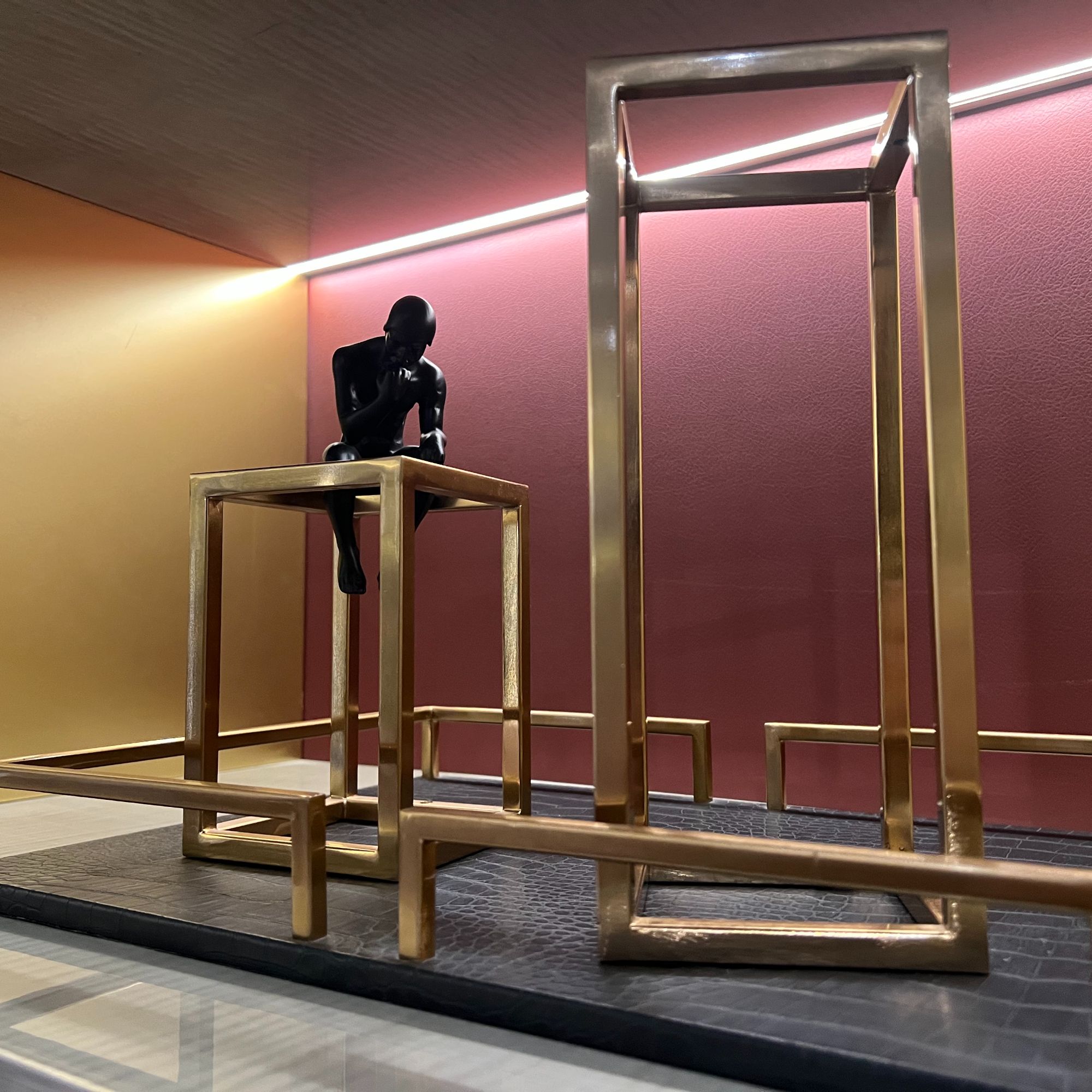 新中式铝合金六角家具软装饰品