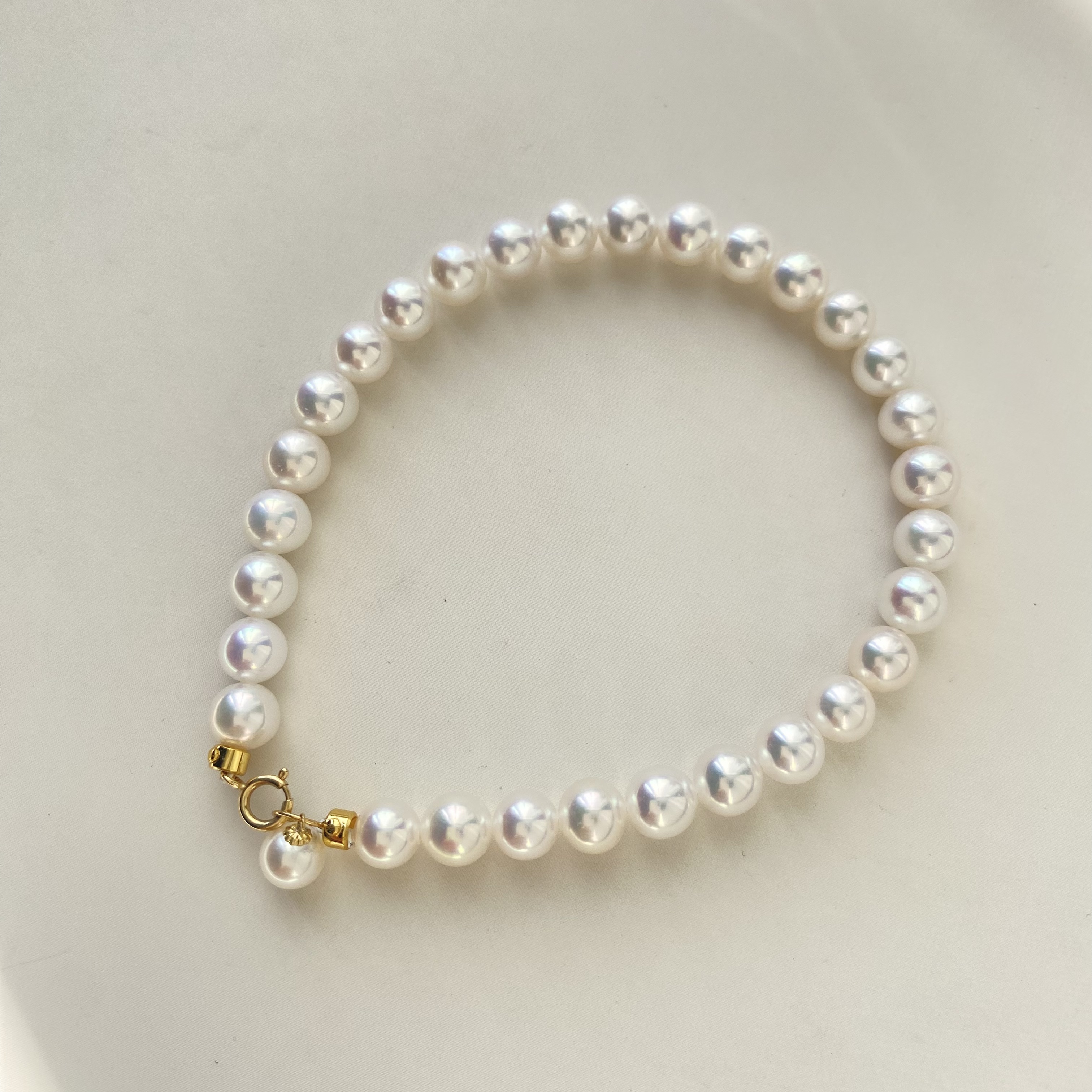 YL66仙女尾珠5mm淡水珍珠手链S925正圆无瑕极光