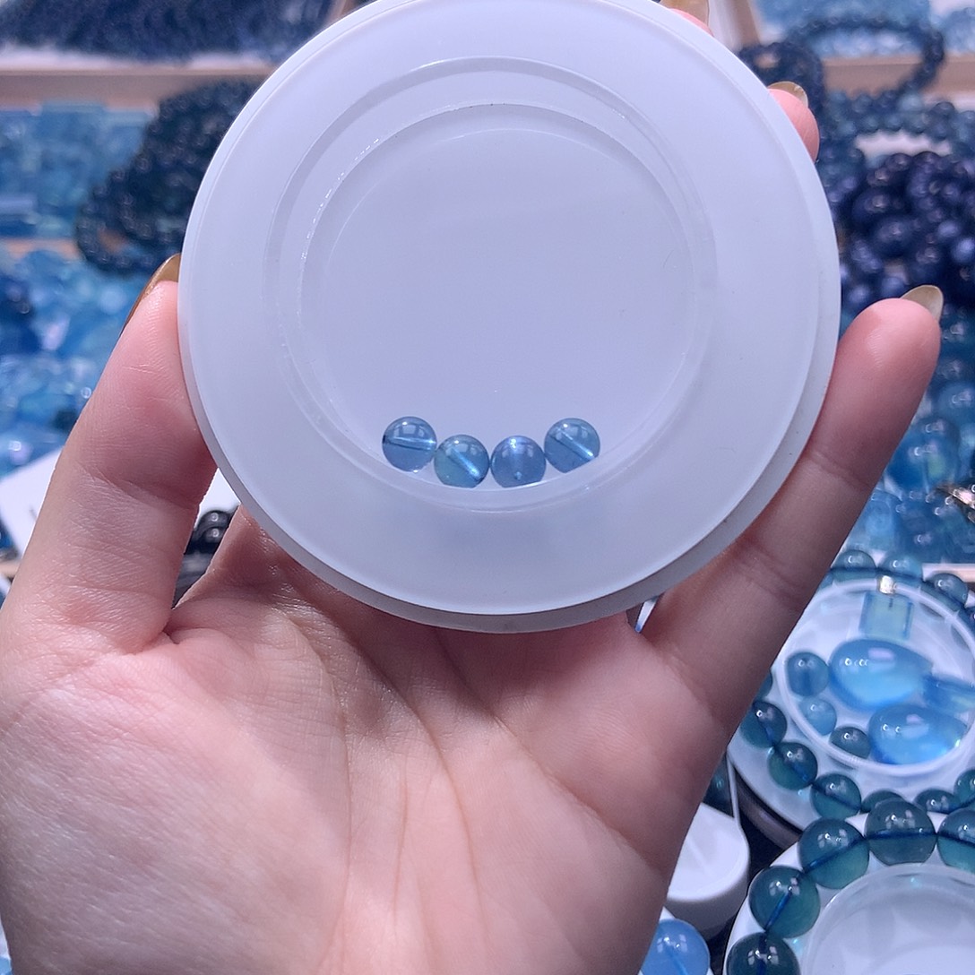 未镶嵌手串海蓝宝石魔鬼蓝单珠6.5m四颗160元