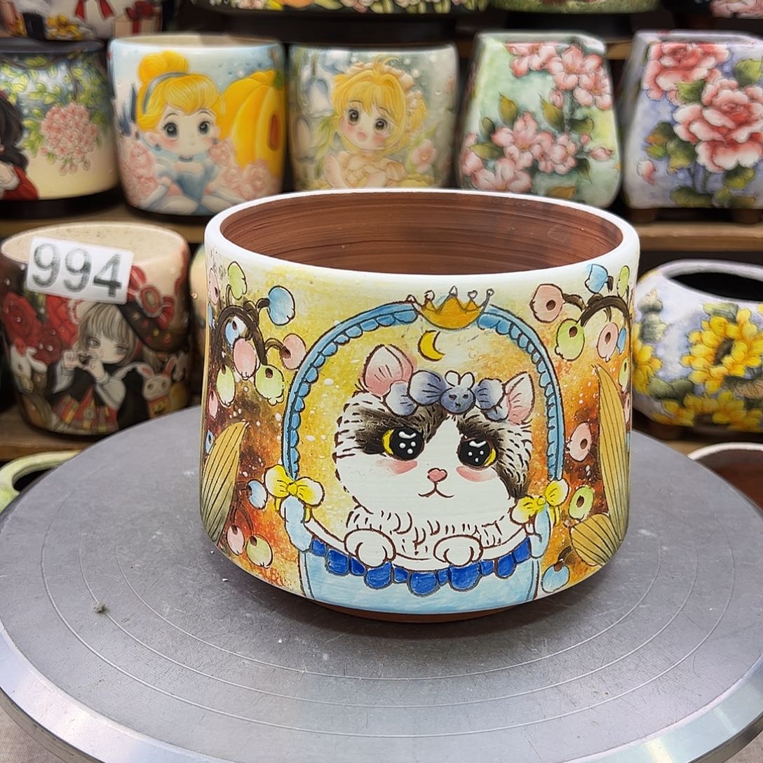 景德镇炫彩手绘口13.5高12