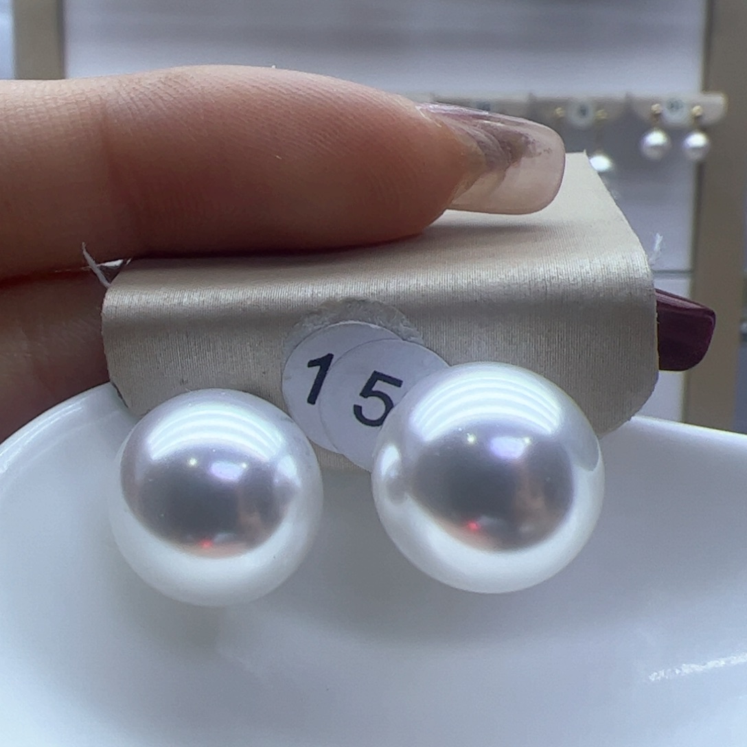 淡水珍珠耳饰18K金镶嵌