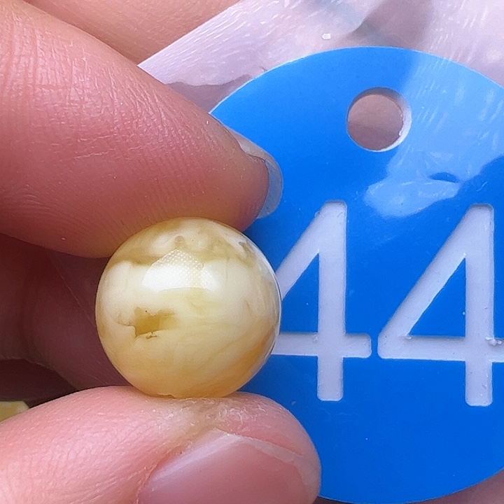 蜜蜡裸石未镶嵌花粉12m m