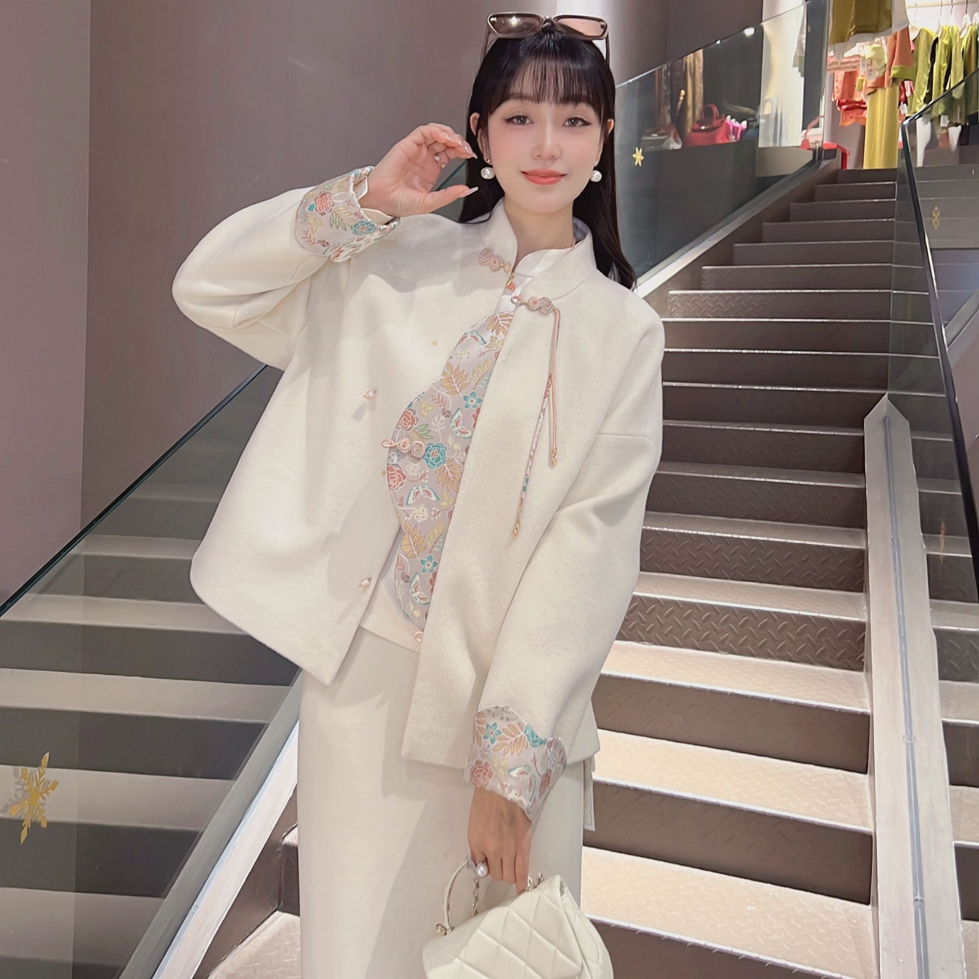 《七七定制》秋冬款高级感气质百搭国风羊毛呢厚款外套6463