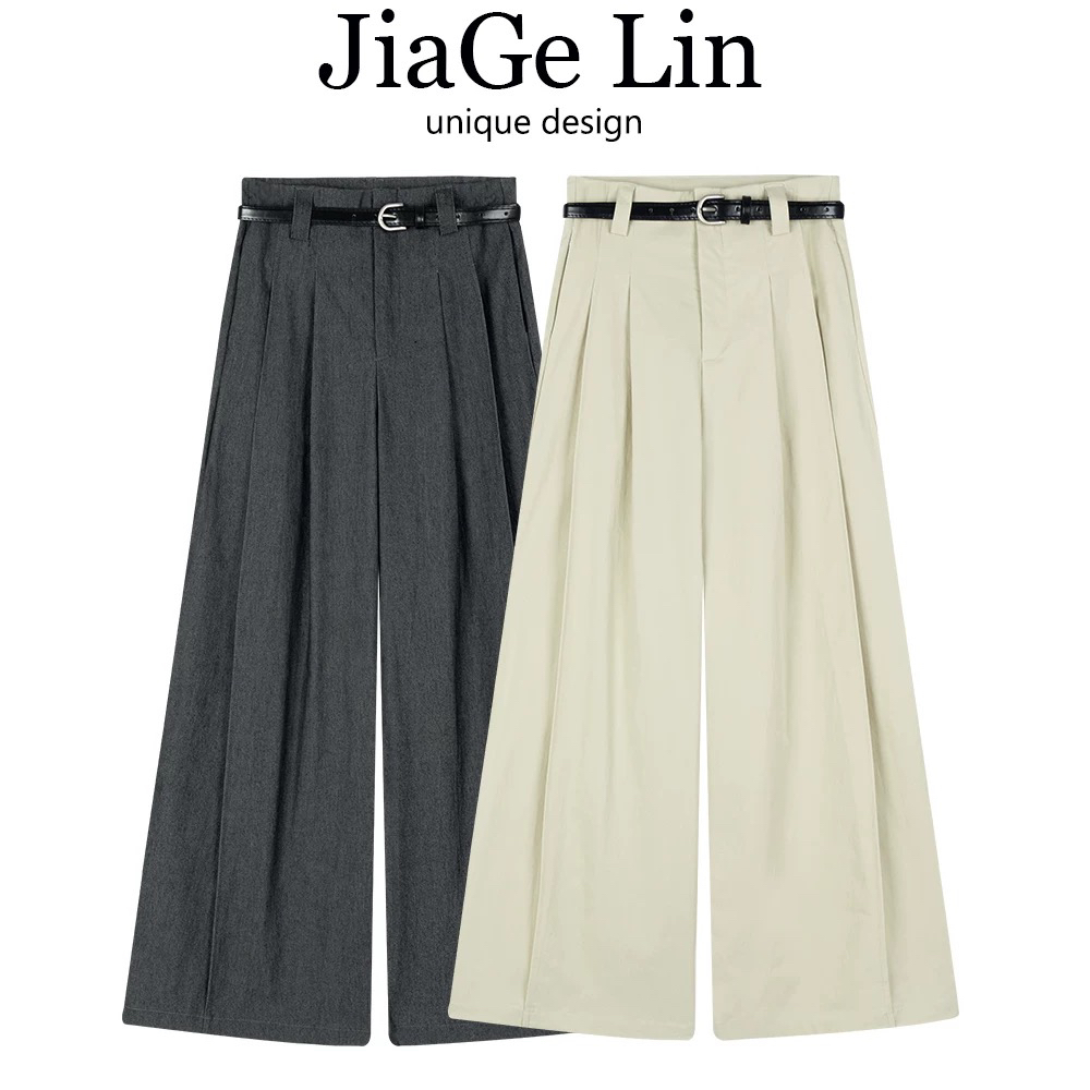 秋冬高腰百搭厚款阔腿休闲裤女显瘦宽松直筒长裤