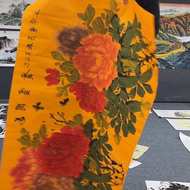 国画作品小姐姐当漏中