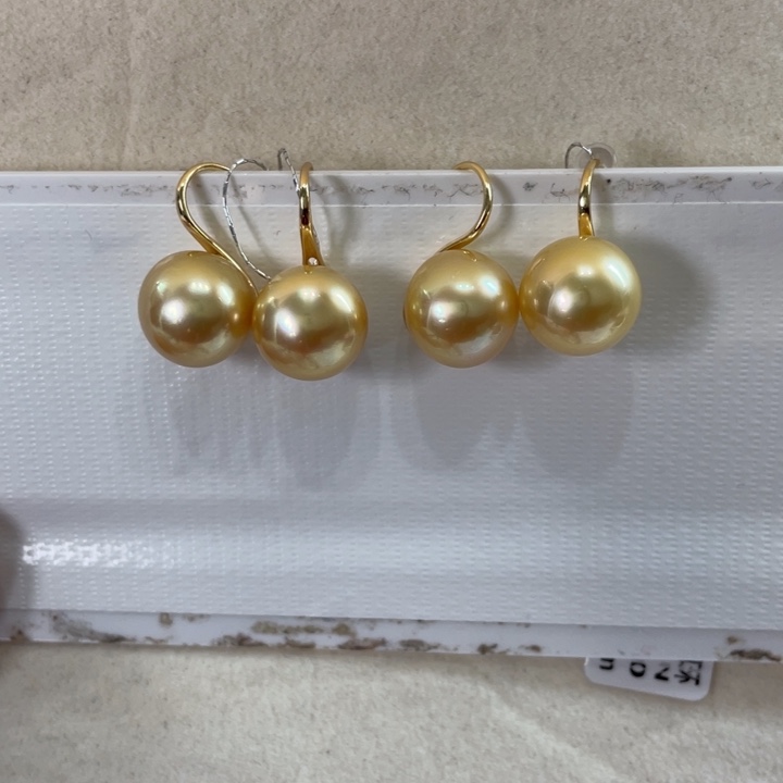 银S925镶嵌耳饰海水珍珠南洋金珠12-13多样性发一