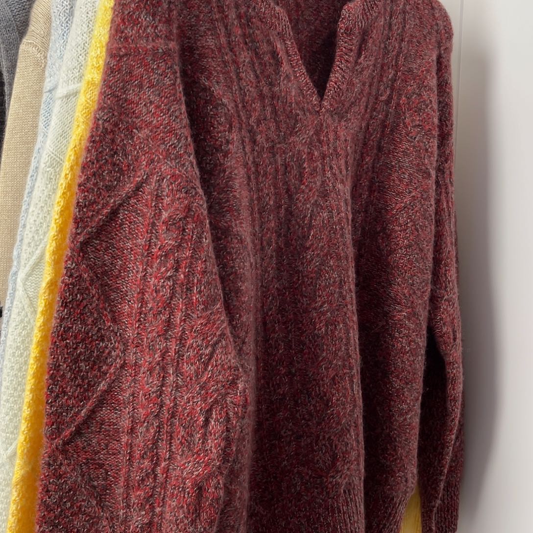 剪刀领 花纱 羊绒衫