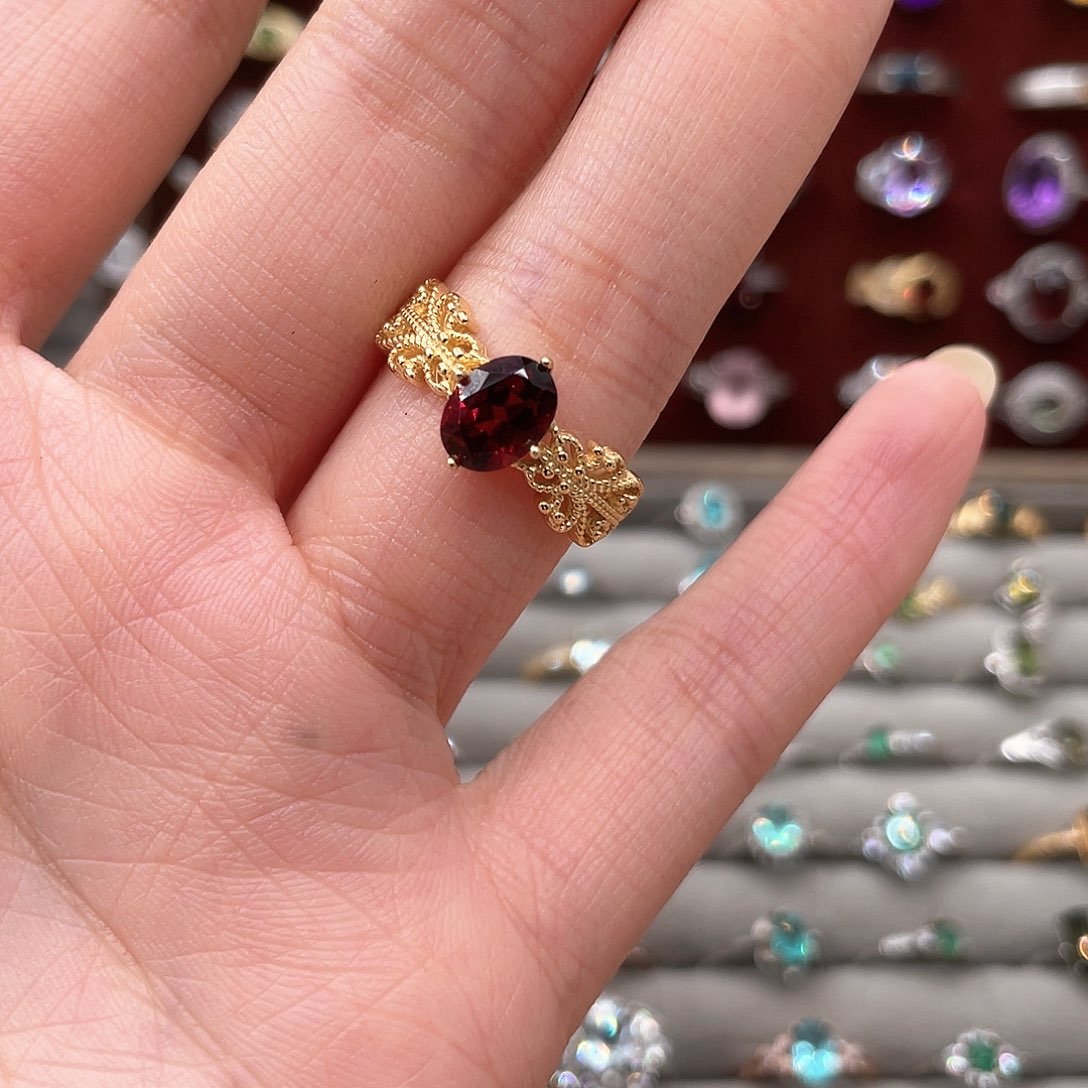 银S925镶嵌戒指石榴石