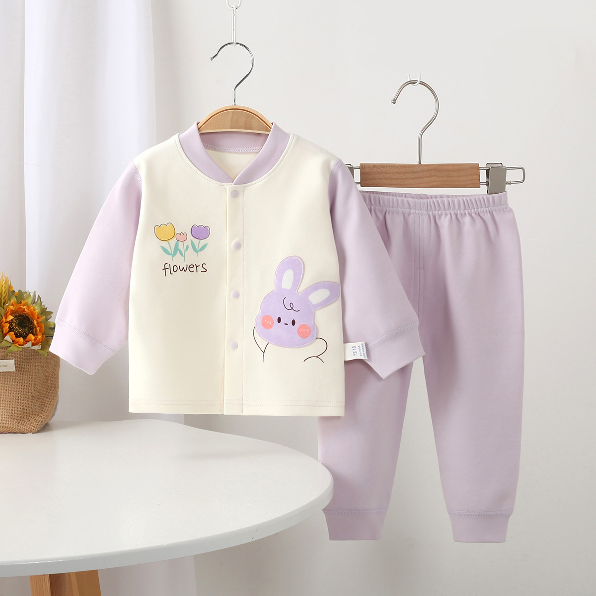 2025年秋季新款对开门260克舒绒棉宝宝套装可拆裆男女宝宝外出服