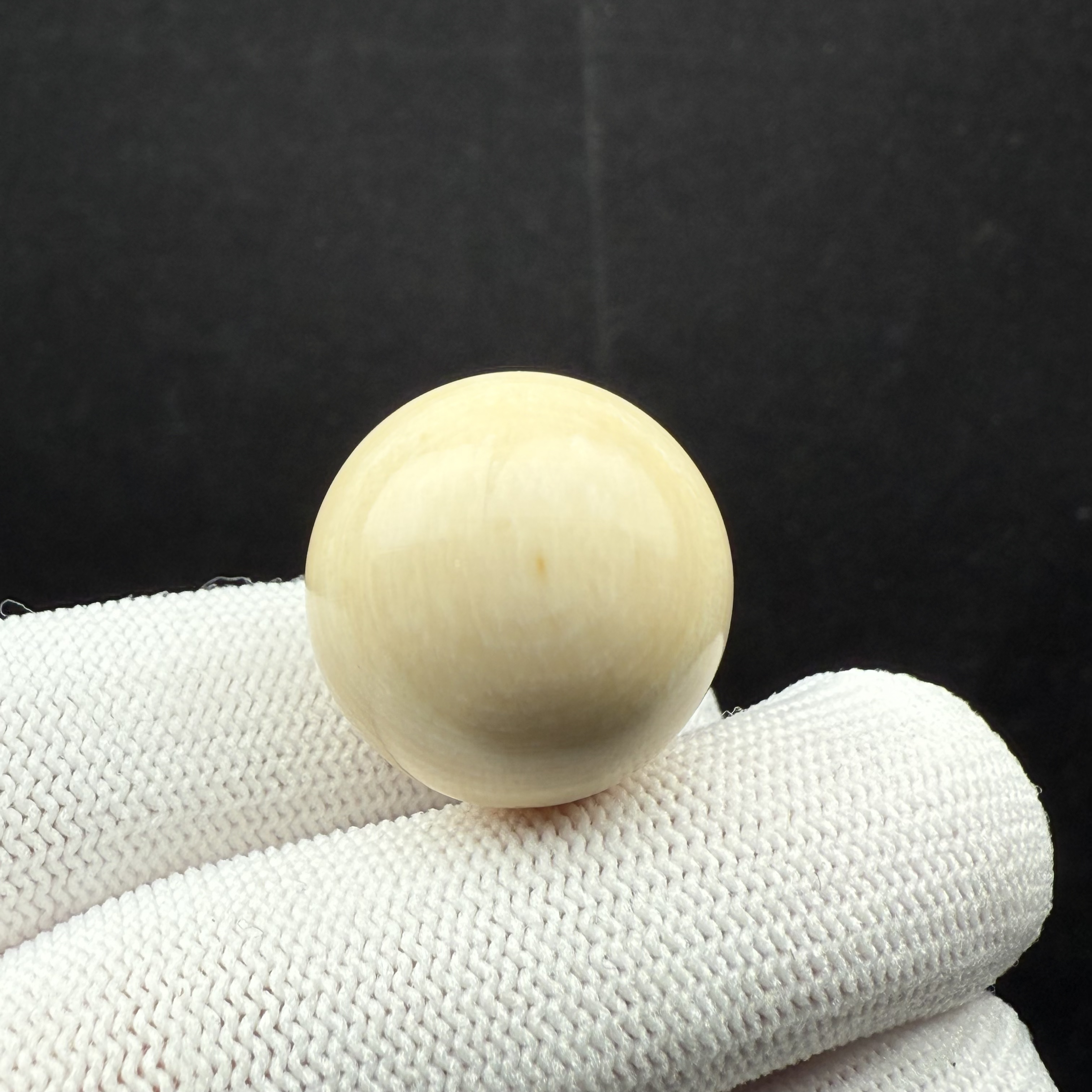 D21-80天然猛犸牙 芝士皮圆珠22mm支持复检假一罚十