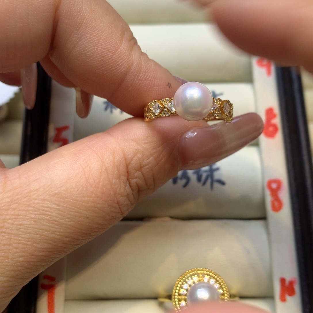 银S925镶嵌戒指海水珍珠