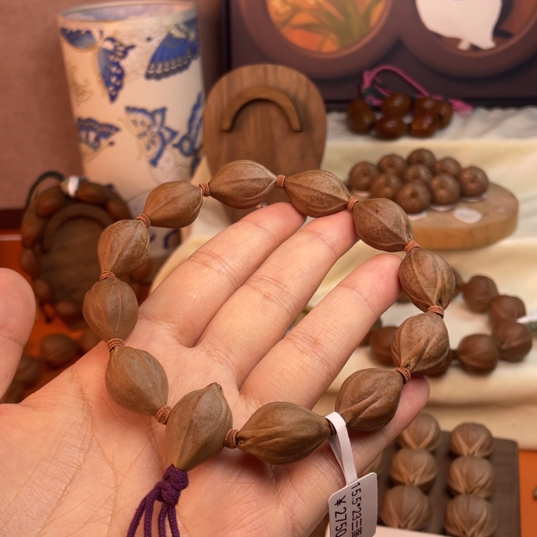 溪***记橄榄核手串/手链1523梅林铁核三面佛