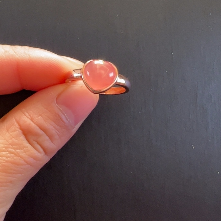 菱锰矿（红纹石）戒指银S925镶嵌