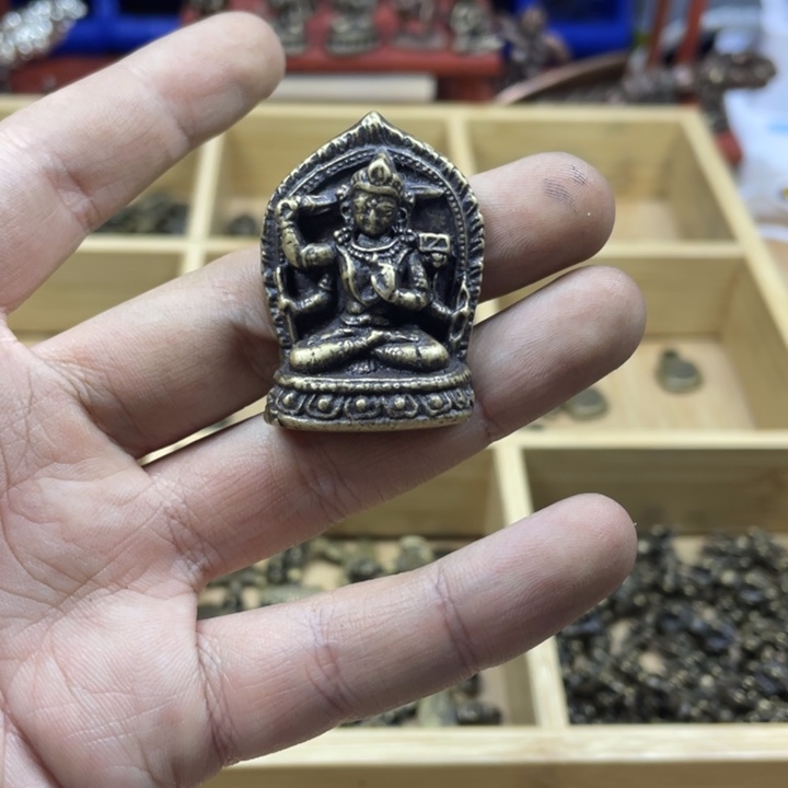 藏传黄利马文殊手工翻砂