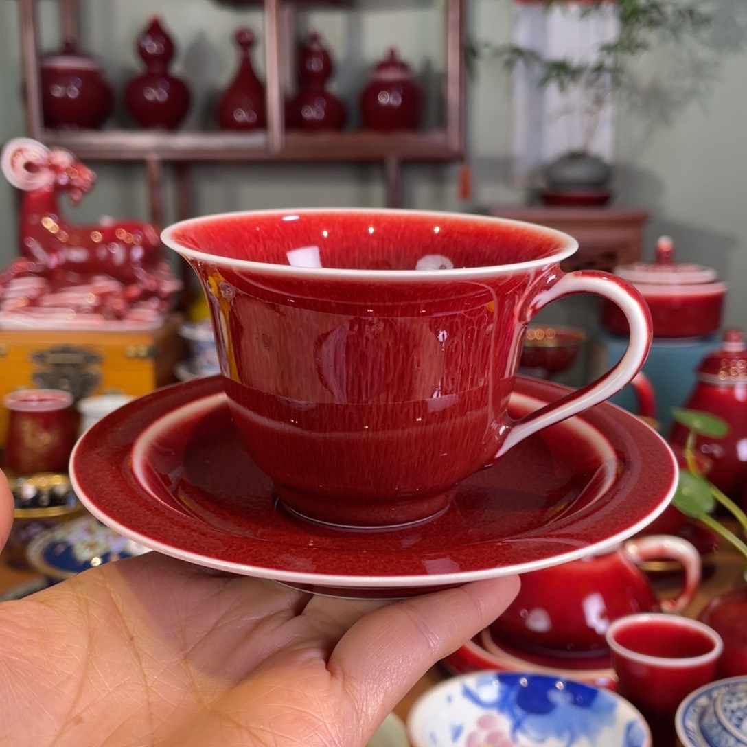 清欢雅玩原矿郎红咖啡杯