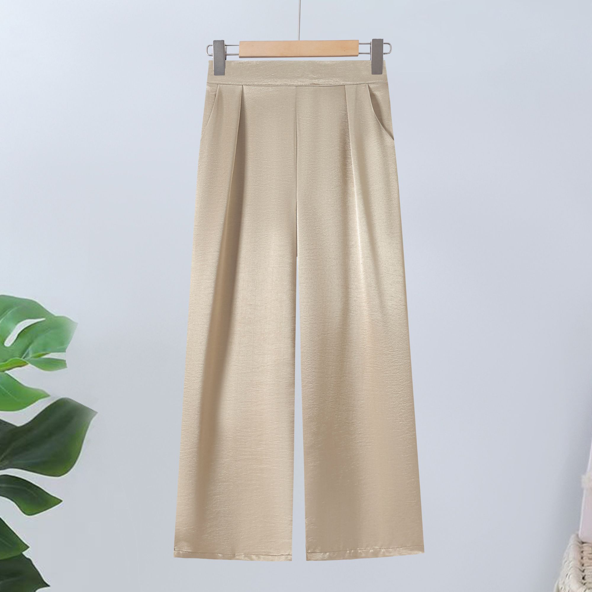 【奢品直筒裤】高端定制高腰光缎显瘦轻奢洋气时尚窄版直筒裤C20