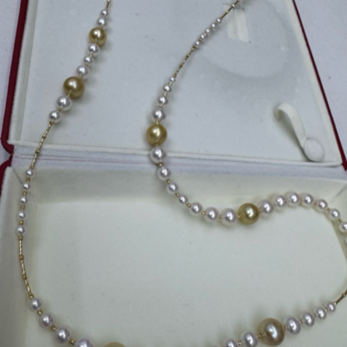 18k金海水珍珠毛衣链4-11mm、85cm