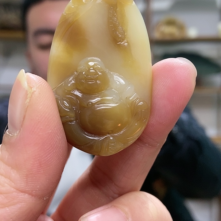 和田玉小件笑未镶嵌