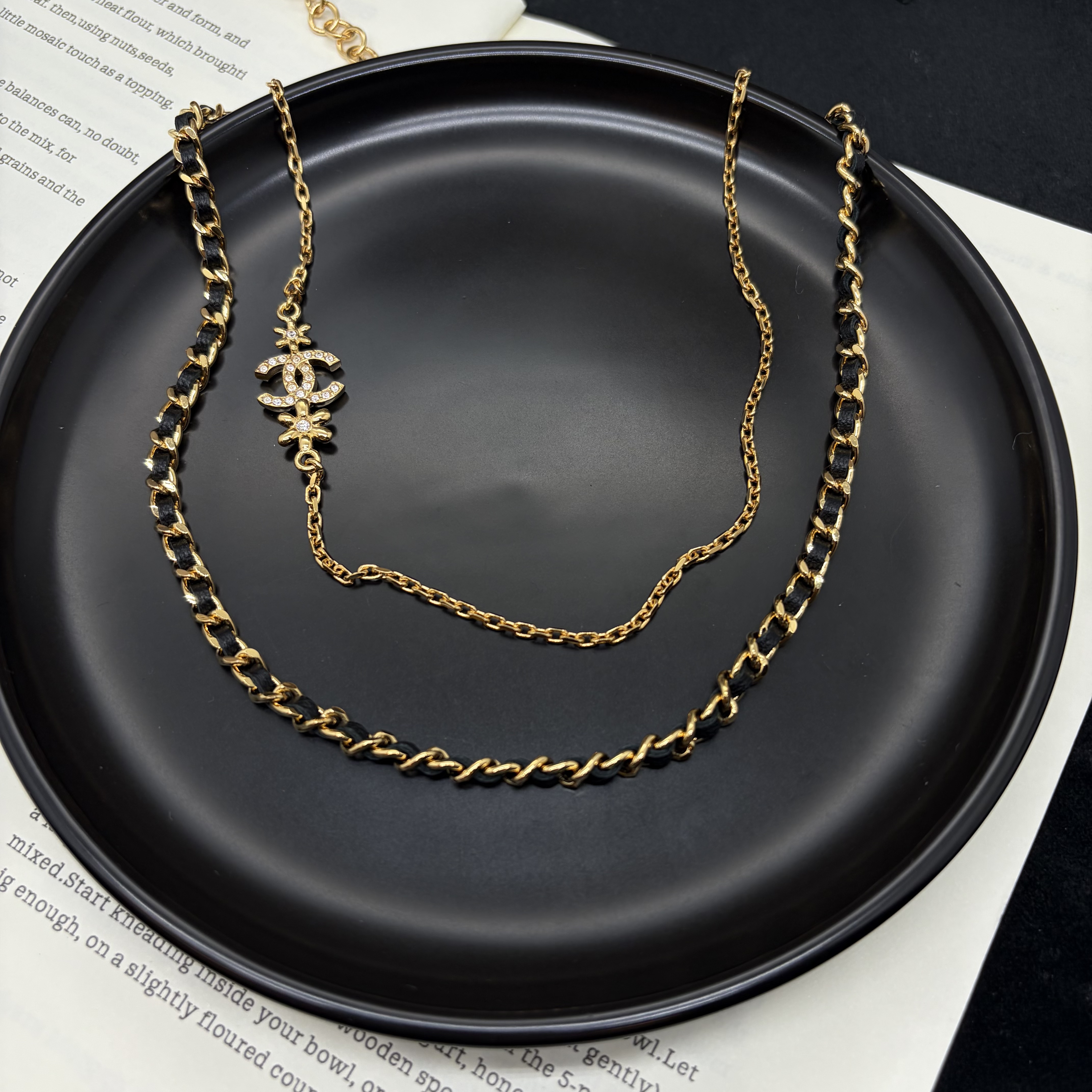 95新 Chanel/香奈儿 香奈儿皮穿双c双层项链/x07208