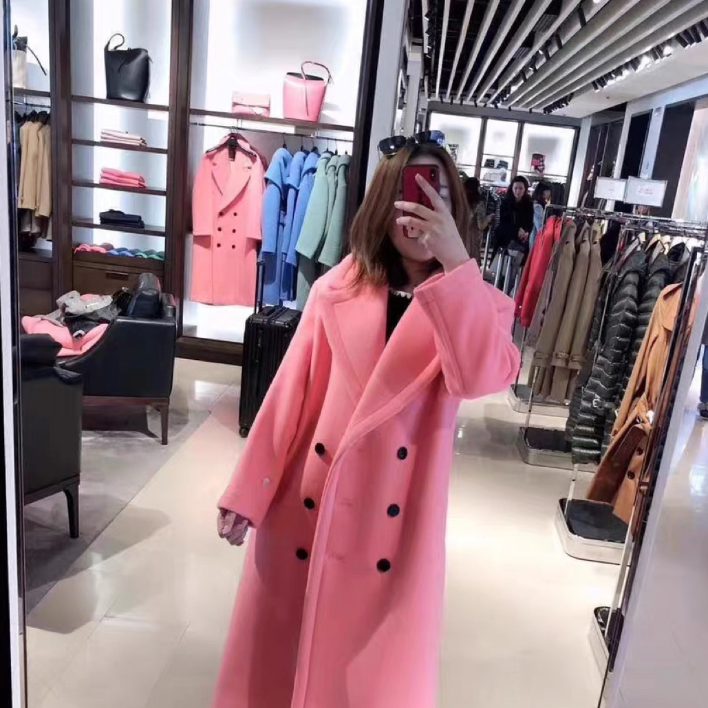 99新 BURBERRY/博柏利 粉色长款大衣外套/UK10码/D01961