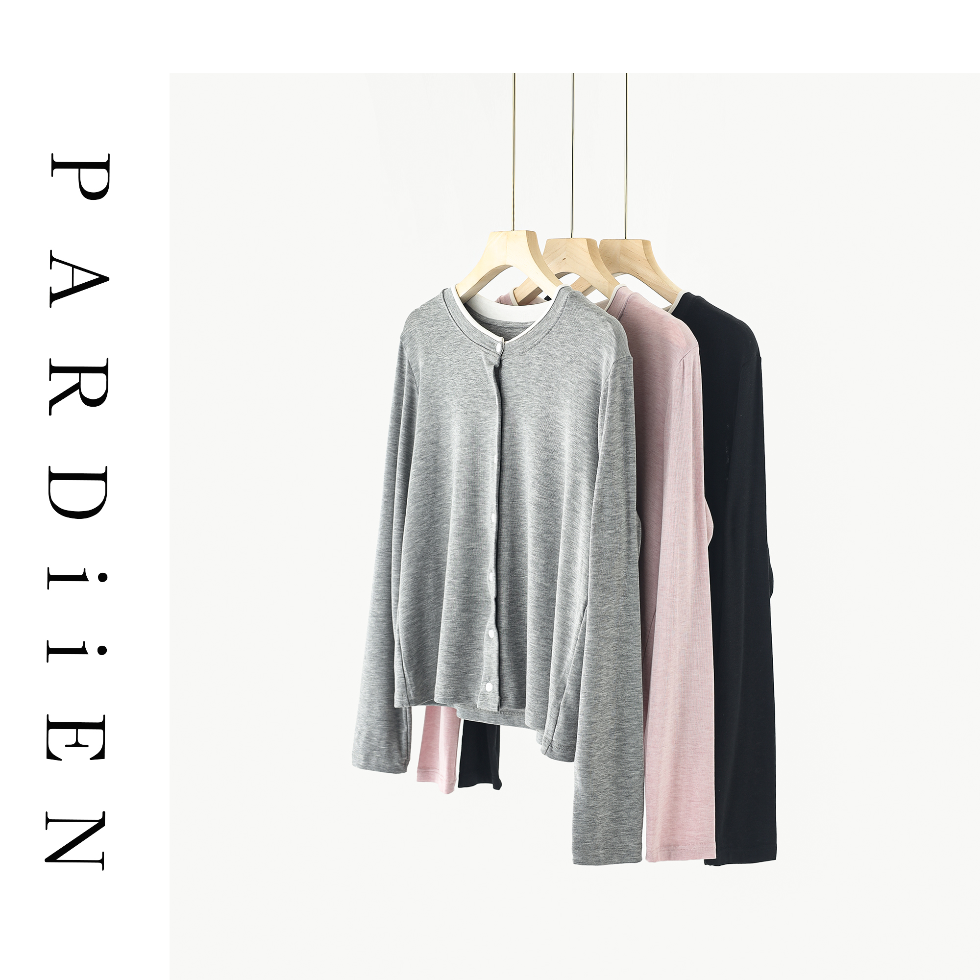 【北总严选】帕迪恩假两件百搭撞色领纽扣开衫9752