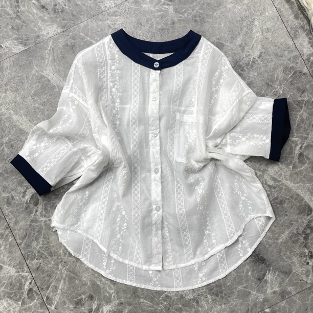 691夏季新品刺绣重工百搭衬衣半袖