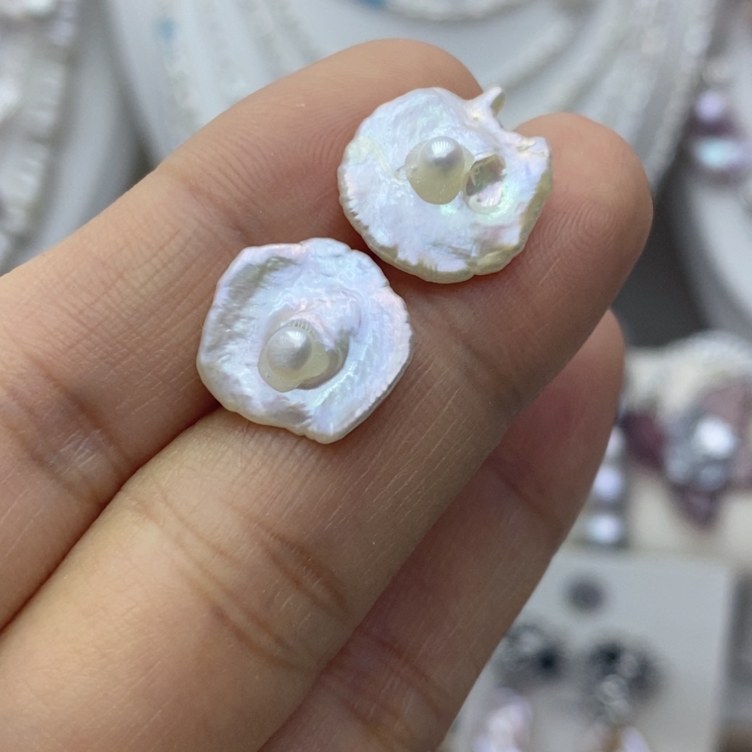 淡水珍珠耳饰银S925镶嵌