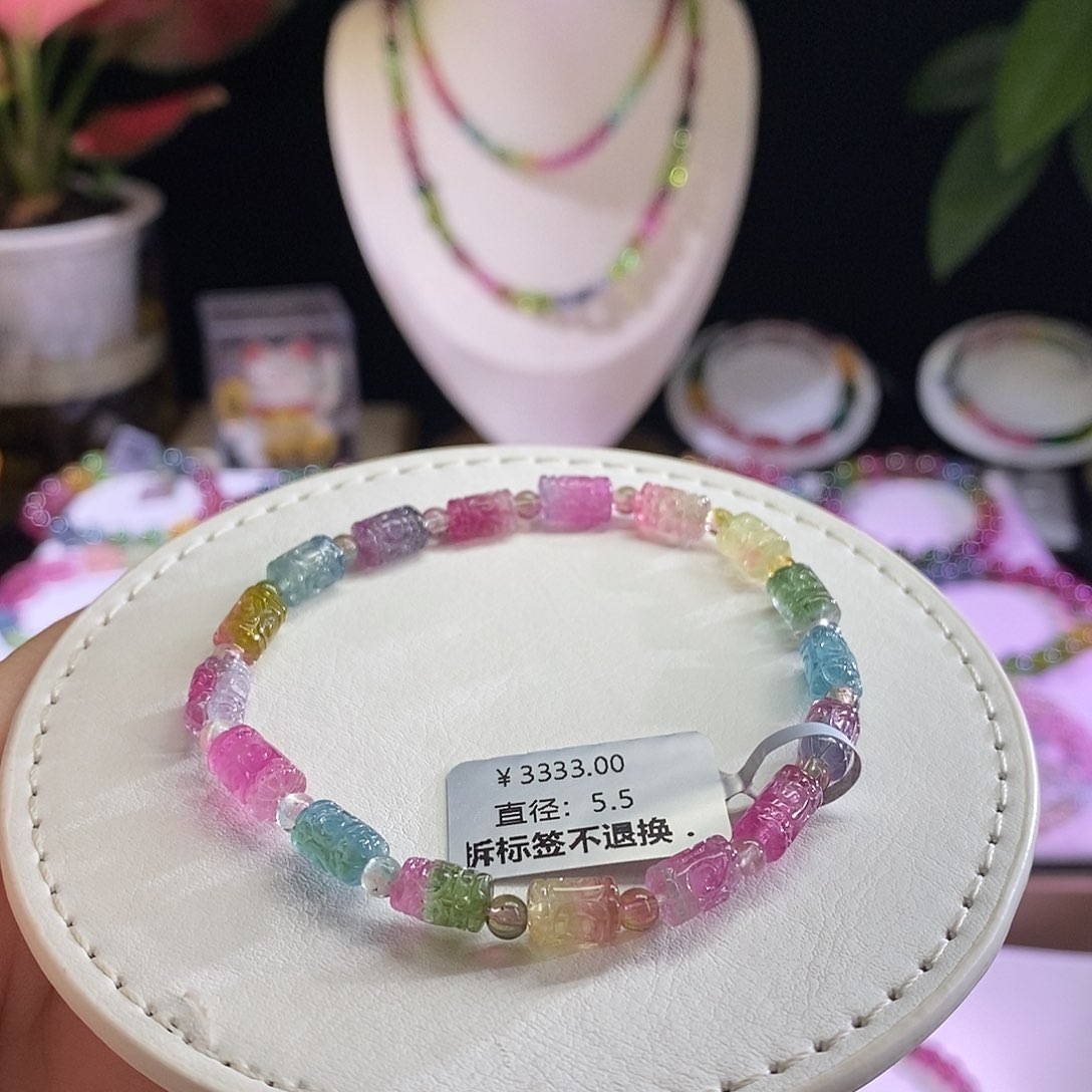 未镶嵌手链碧玺西瓜回纹