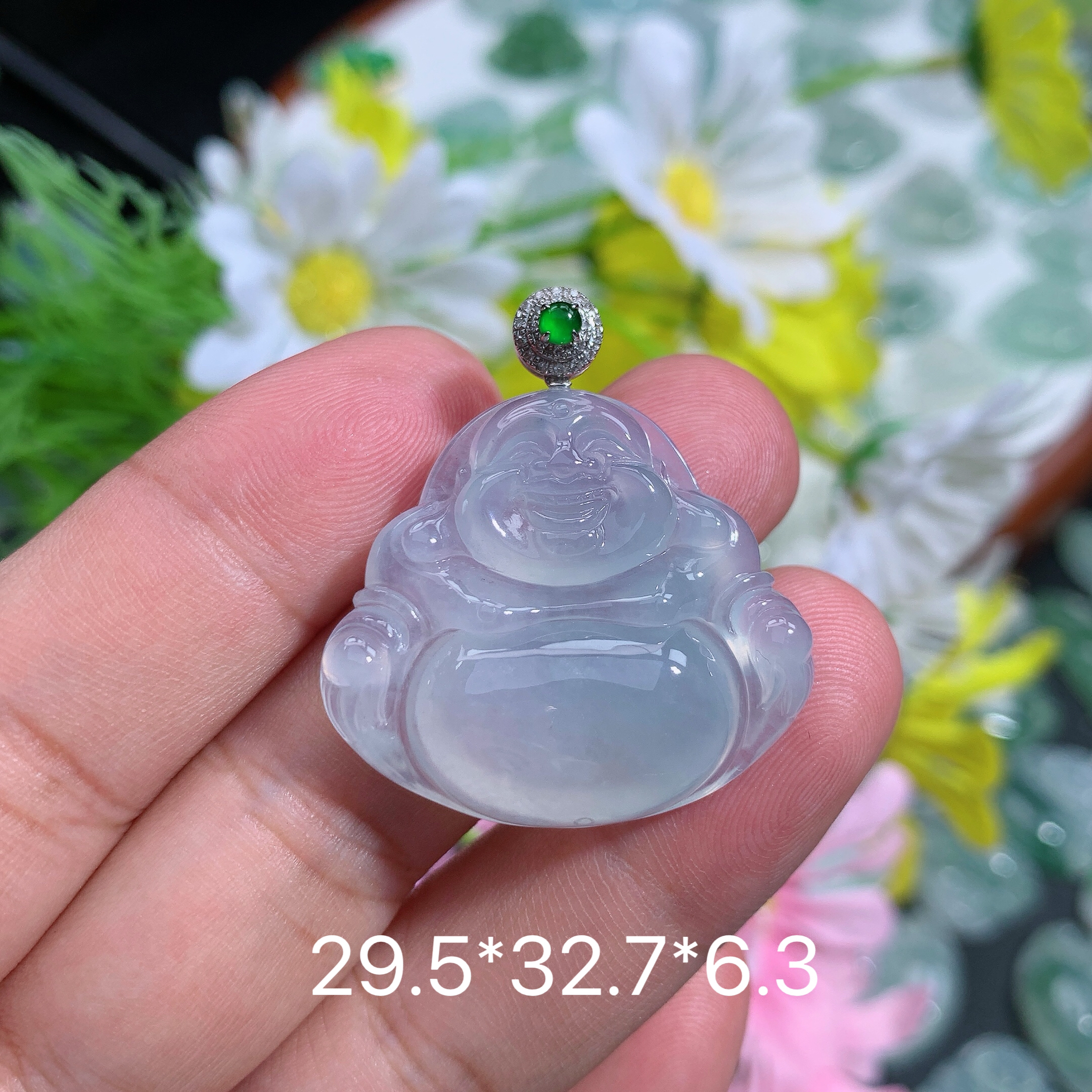 缅甸天然翡翠A货冰种佛公吊坠秋百搭气质精美礼物雕刻镶嵌时尚