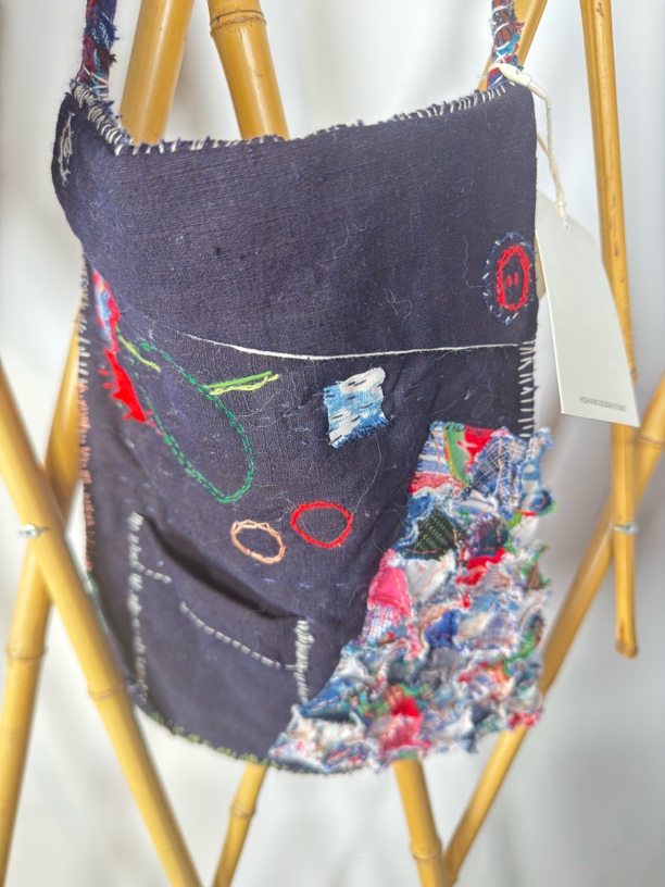 纯手缝单肩包深蓝色