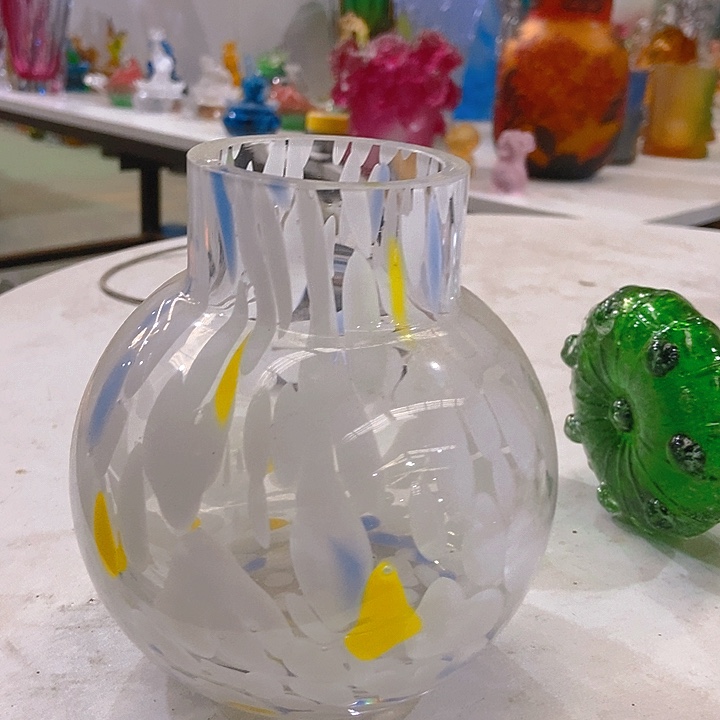 琉璃琉璃花瓶高高15口3