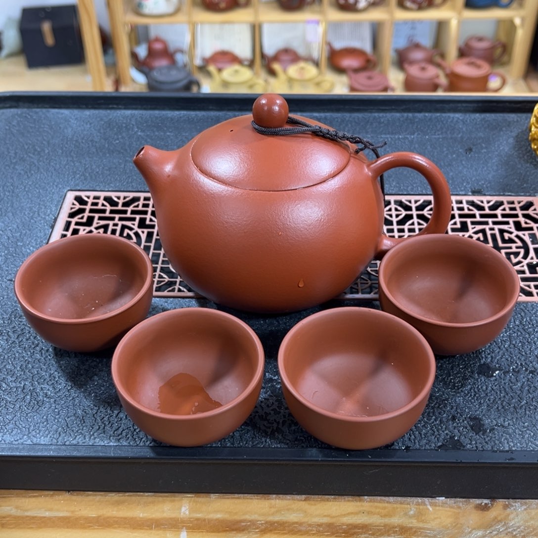 紫砂茶案胖西施（一壶四杯）